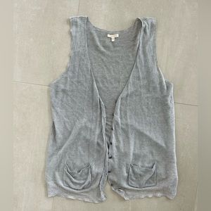 Eileen Fisher Grey Linen Sweater Vest L